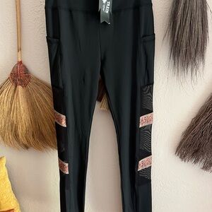 Crazy Train Black Leggings with Pink Accents